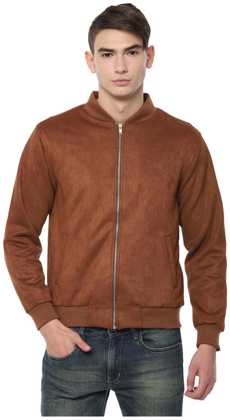 

People Men Polyester Bomber Jacket Brown