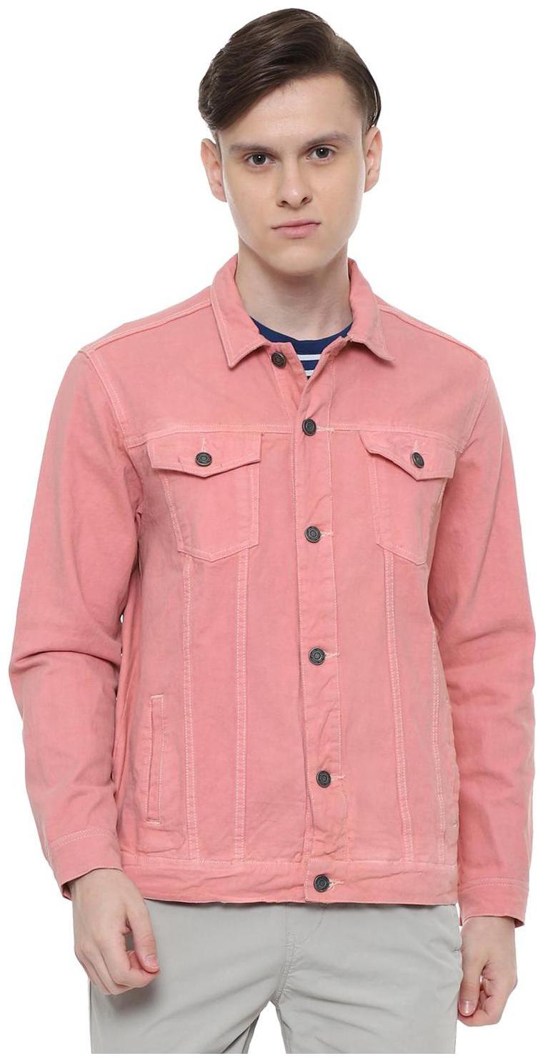 

People Men Pink Solid Bomber jacket
