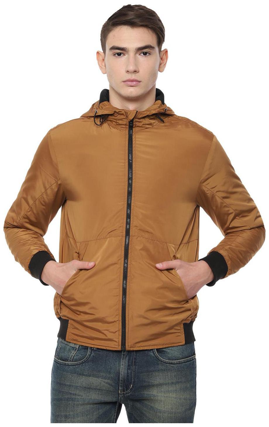 

People Men Polyester Bomber Jacket Brown