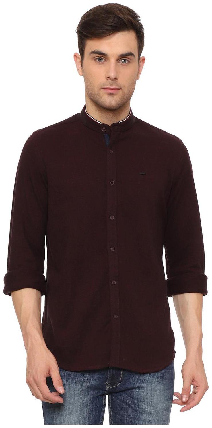 

People Men Purple Solid Slim Fit Casual Shirt