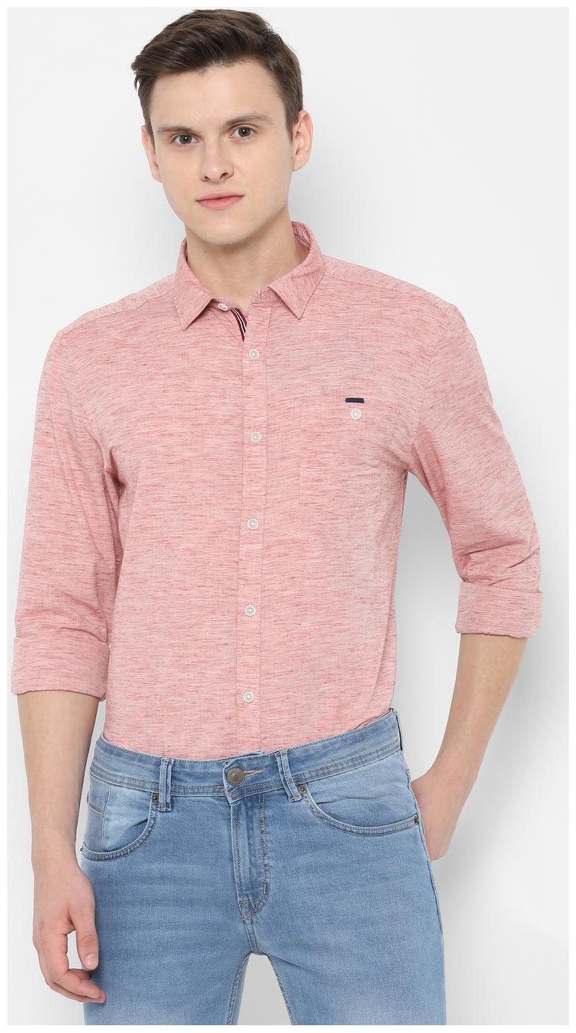 

People Men Pink Textured Regular Fit Casual Shirt