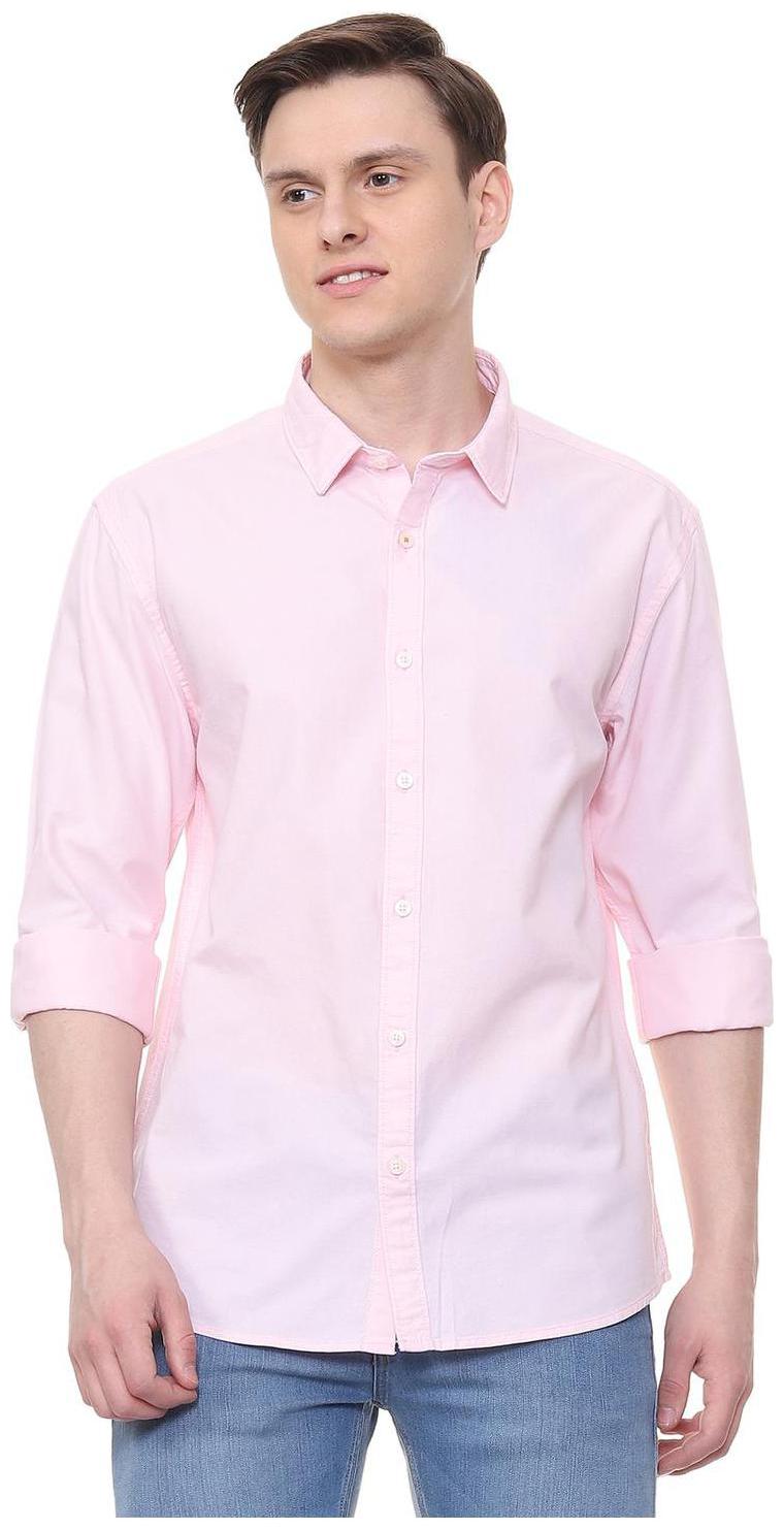 

People Men Pink Solid Regular Fit Casual Shirt