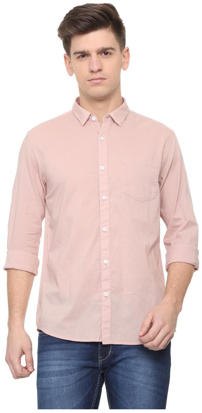 

People Men Pink Solid Regular Fit Casual Shirt
