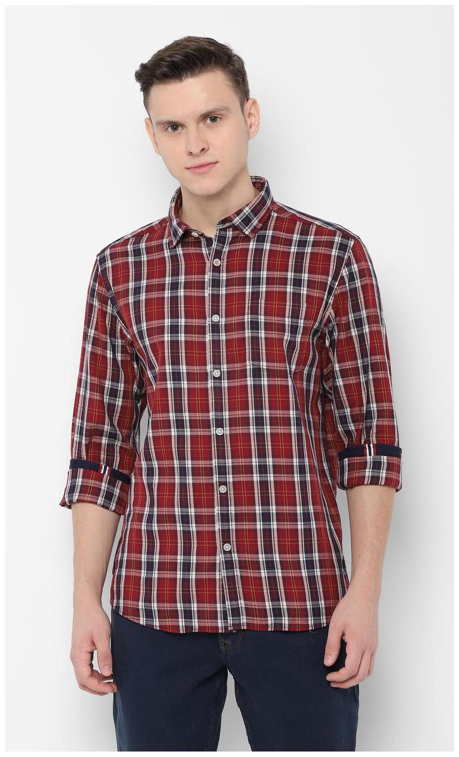 

People Men Red Checked Regular Fit Casual Shirt