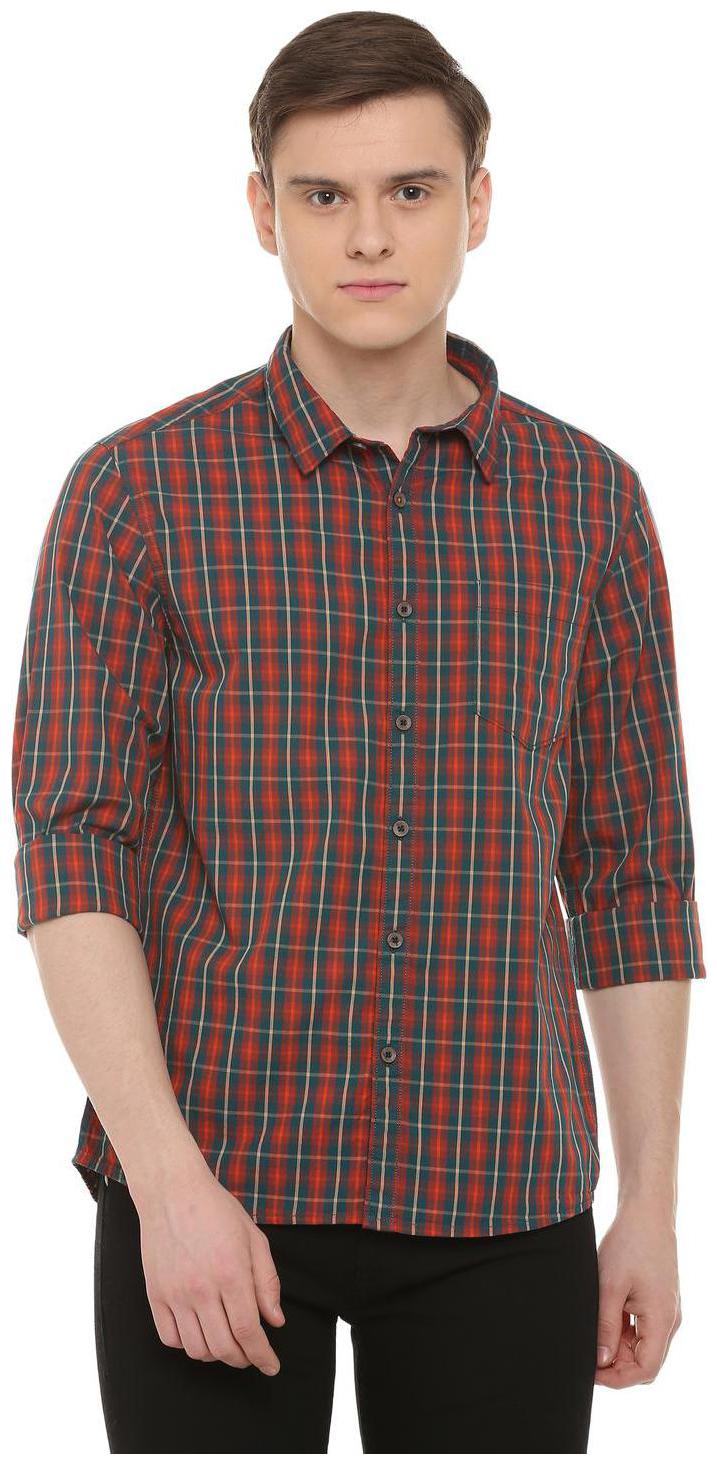 

People Men Red Checked Regular Fit Casual Shirt