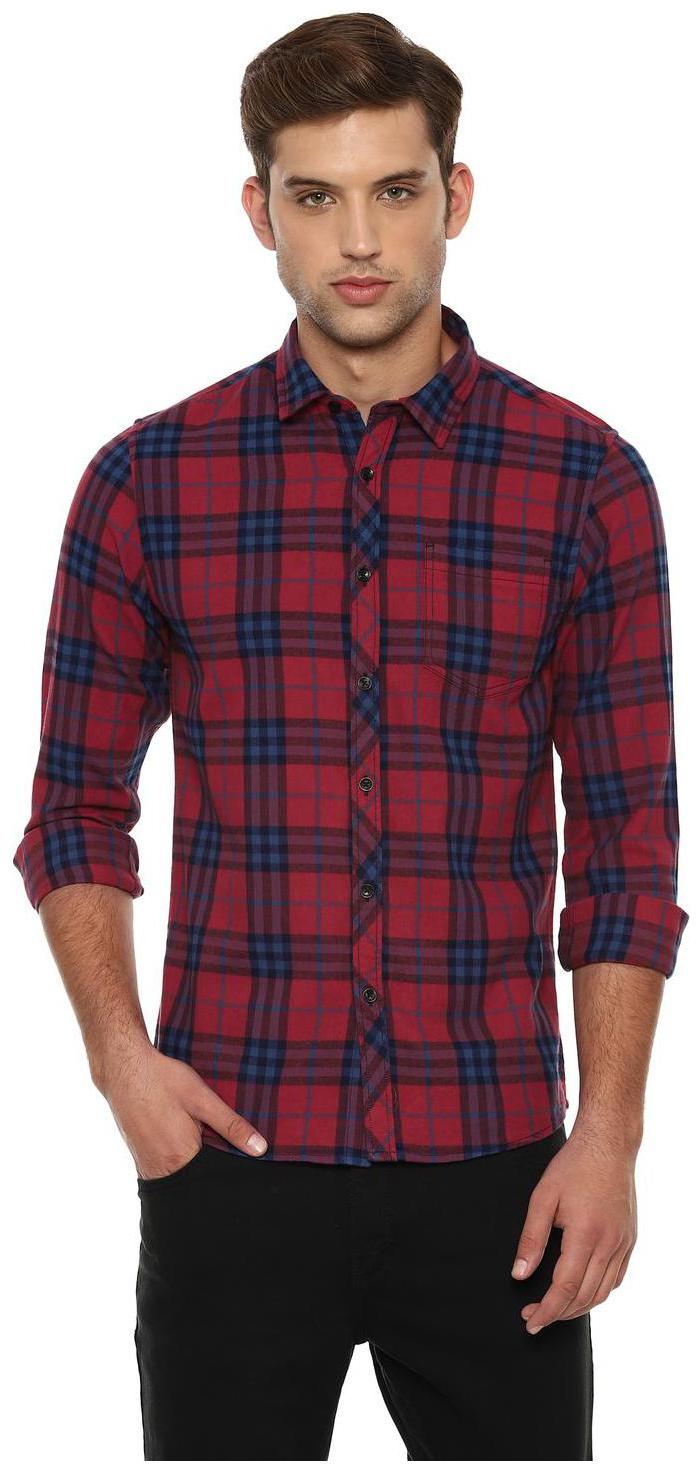

People Men Red Checked Regular Fit Casual Shirt