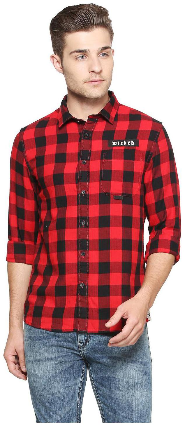

People Men Red Checked Regular Fit Casual Shirt