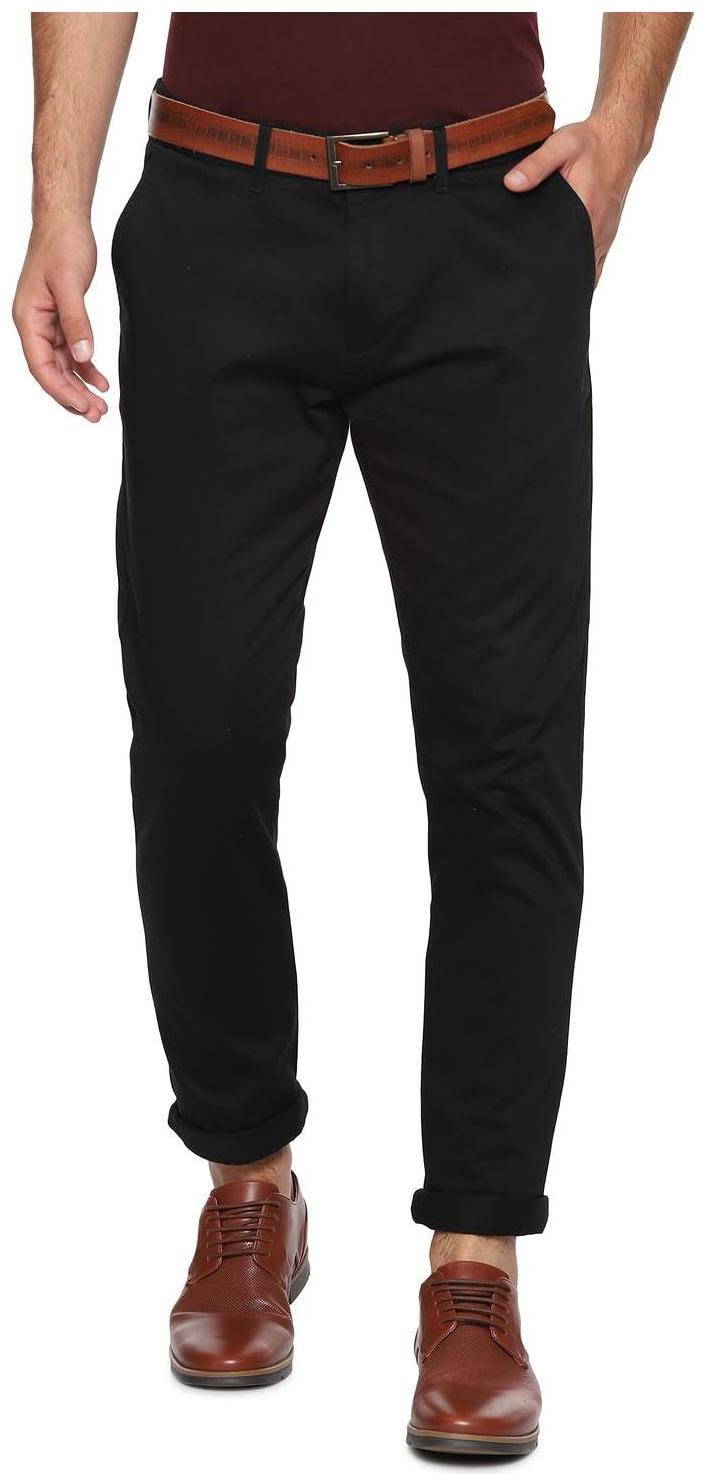 

People Men Solid Regular Fit Formal Trouser - Black