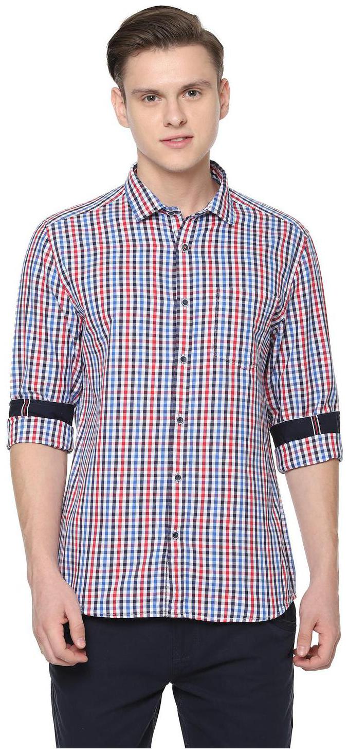 

People Men White Checked Regular Fit Casual Shirt