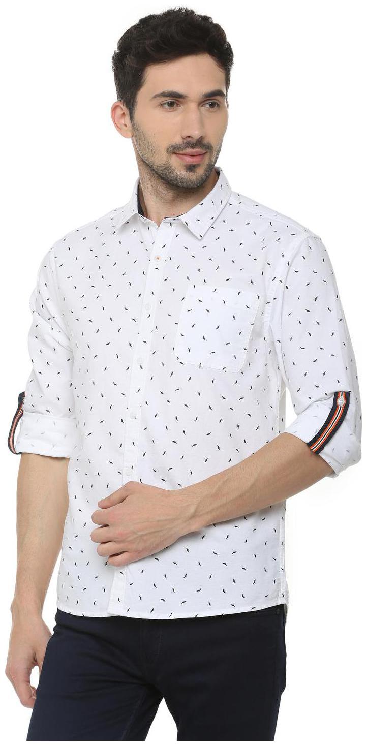 

People Men White Printed Regular Fit Casual Shirt