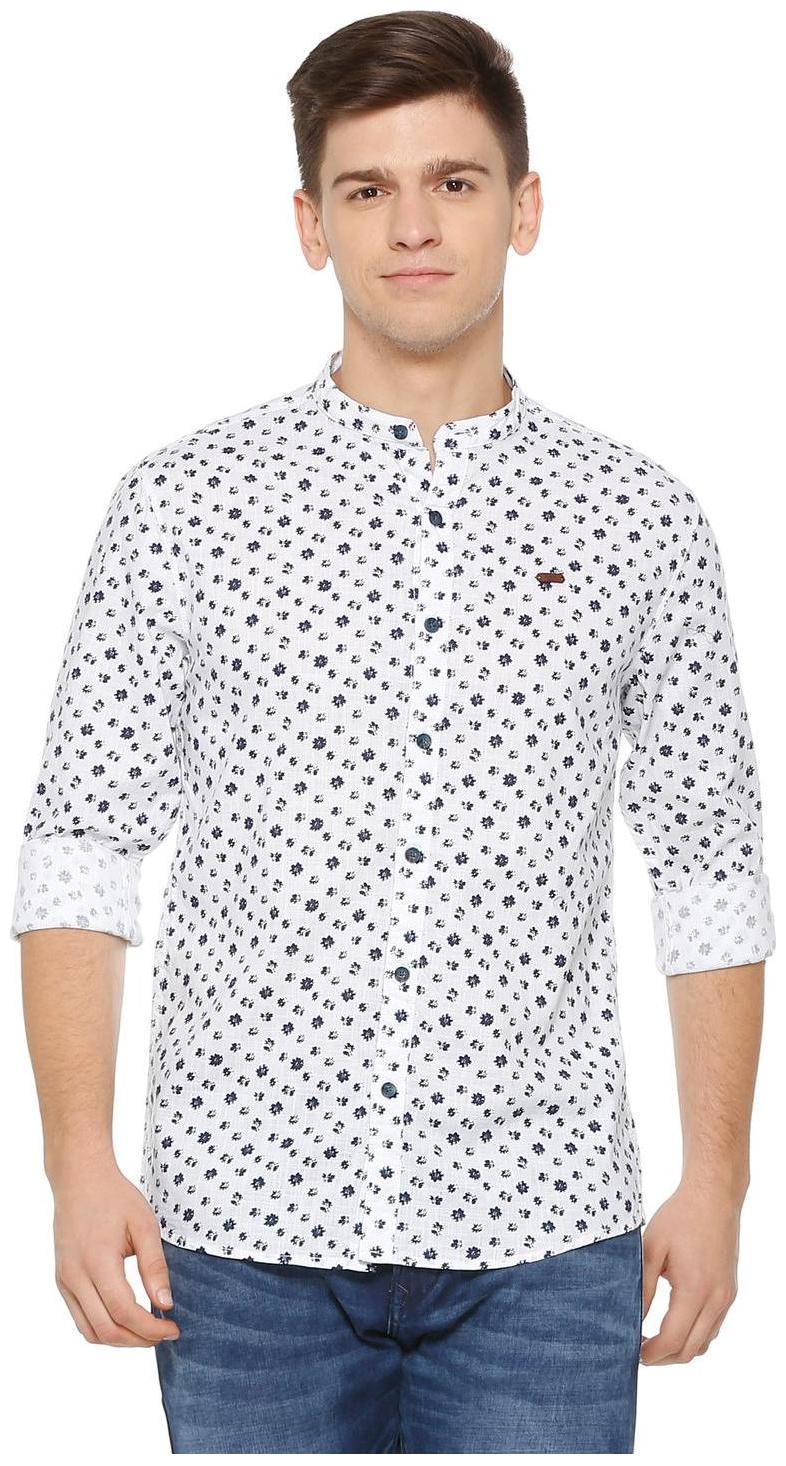 

People Men White Printed Regular Fit Casual Shirt