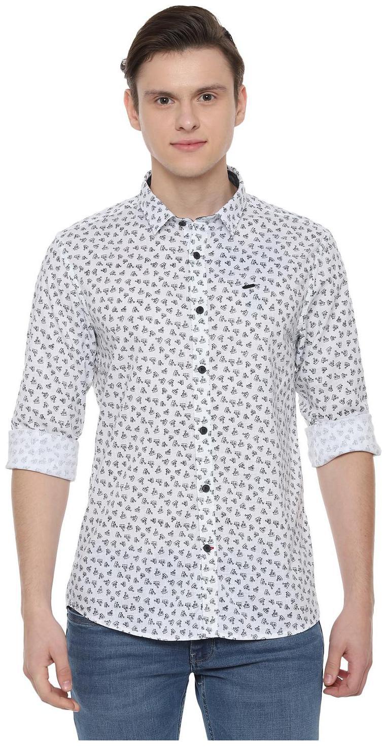 

People Men White Printed Regular Fit Casual Shirt