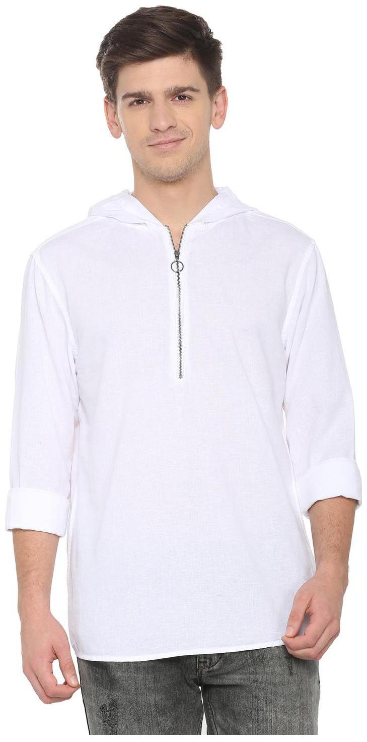 

People Men White Solid Regular Fit Casual Shirt
