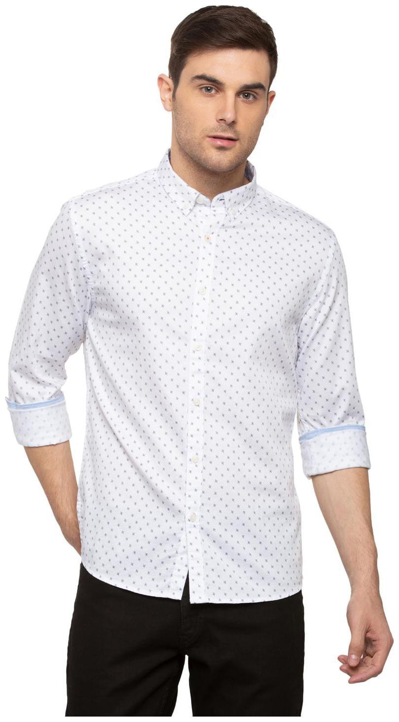 

People Men White Printed Regular Fit Casual Shirt
