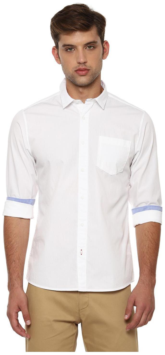 

People Men White Solid Regular Fit Casual Shirt