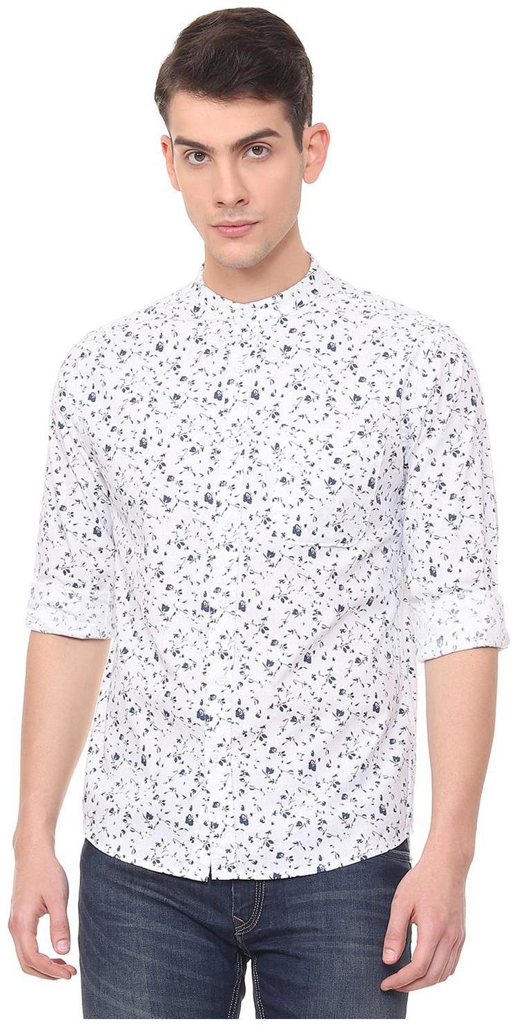 

People Men White Printed Slim Fit Casual Shirt