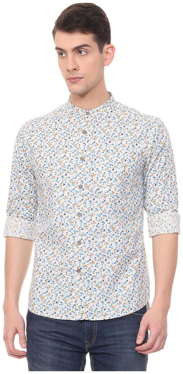 

People Men White Printed Regular Fit Casual Shirt