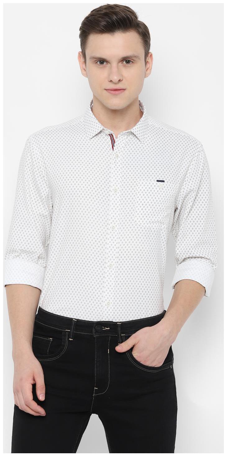 

People Men White Printed Regular Fit Casual Shirt