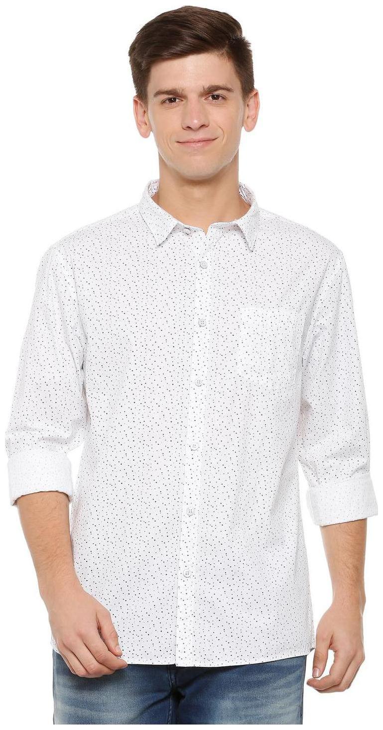 

People Men White Printed Slim Fit Casual Shirt