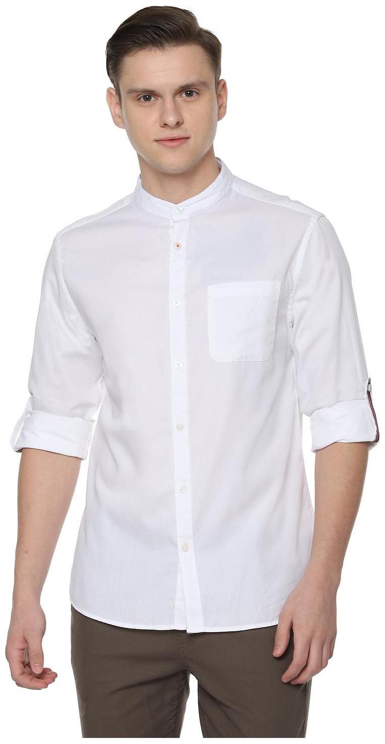 

People Men White Weaved Regular Fit Casual Shirt