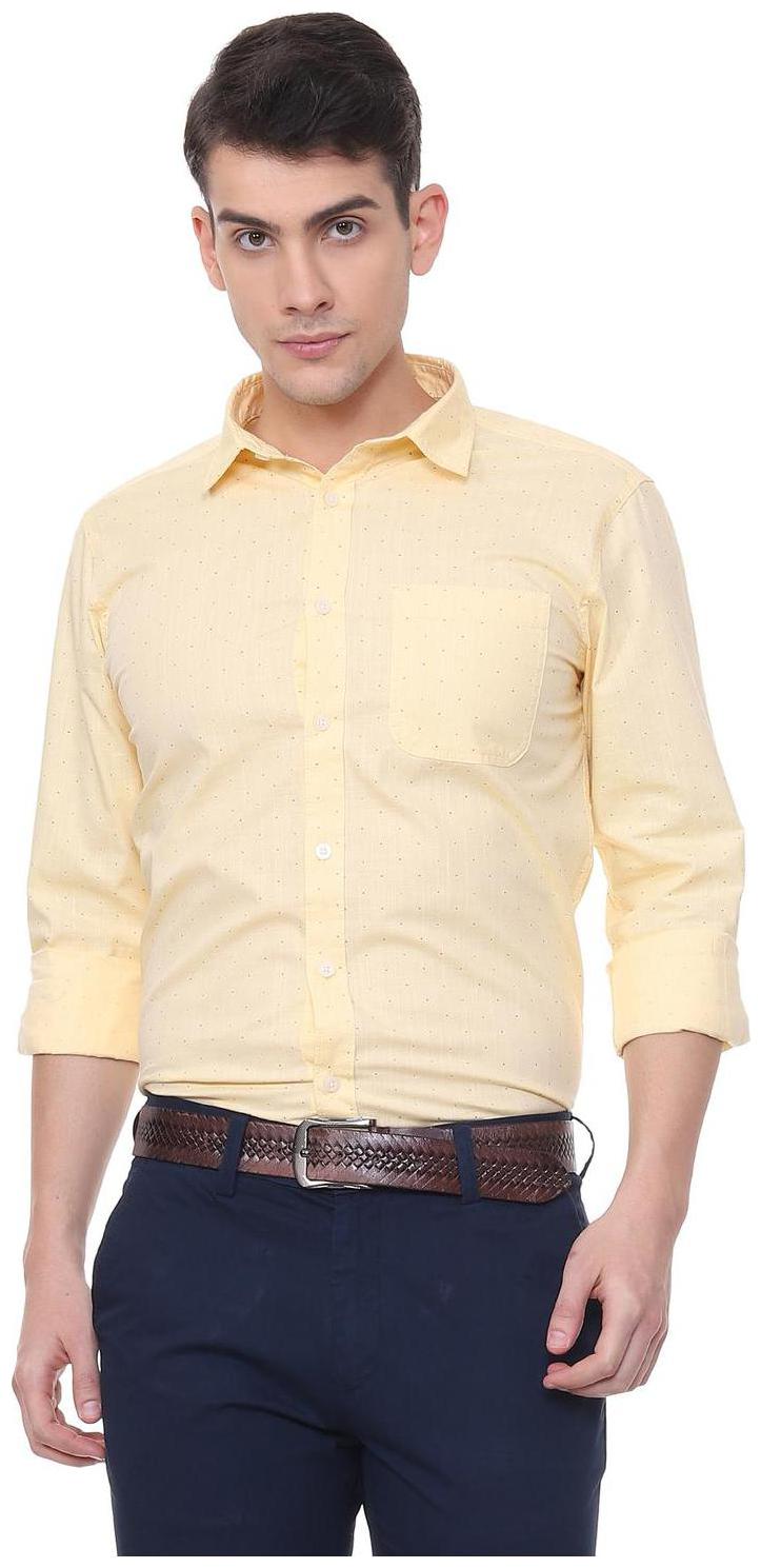 

People Men Yellow Printed Regular Fit Casual Shirt