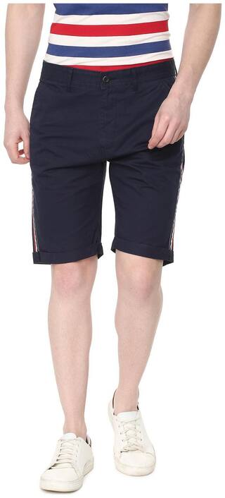 People Men Blue Slim Fit Regular Shorts