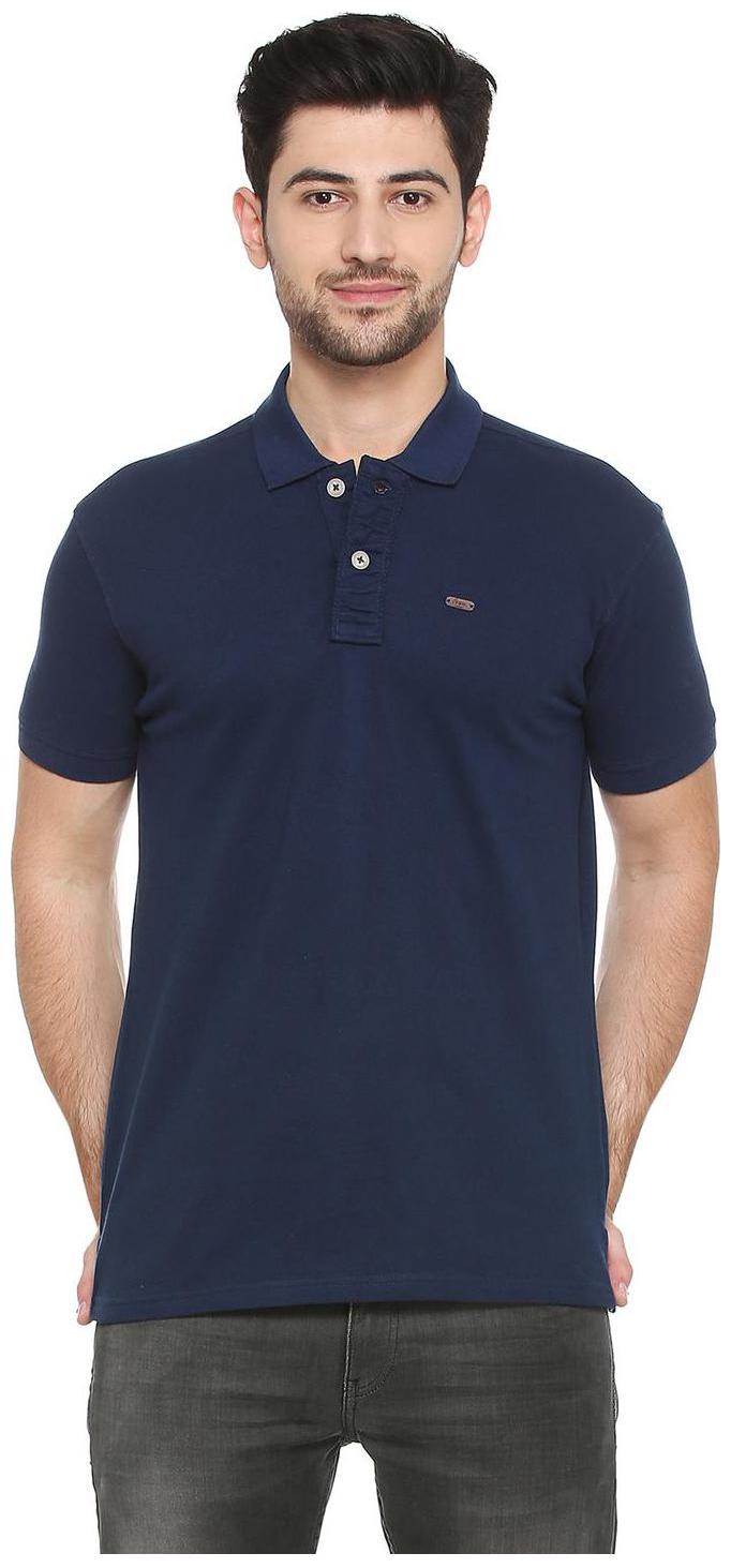 

People Men Blue Regular fit Cotton Polo collar T-Shirt - Pack Of 1