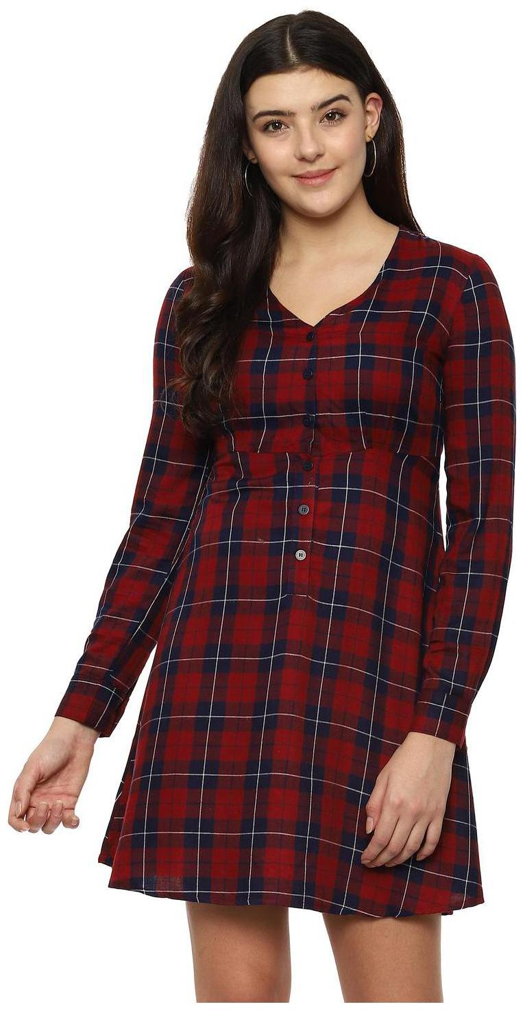 

People Red Checked Empire dress