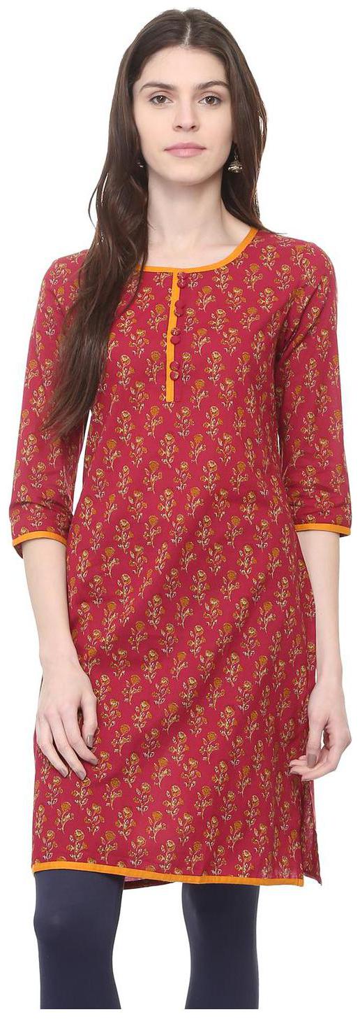 

People Red Printed Casual Kurta