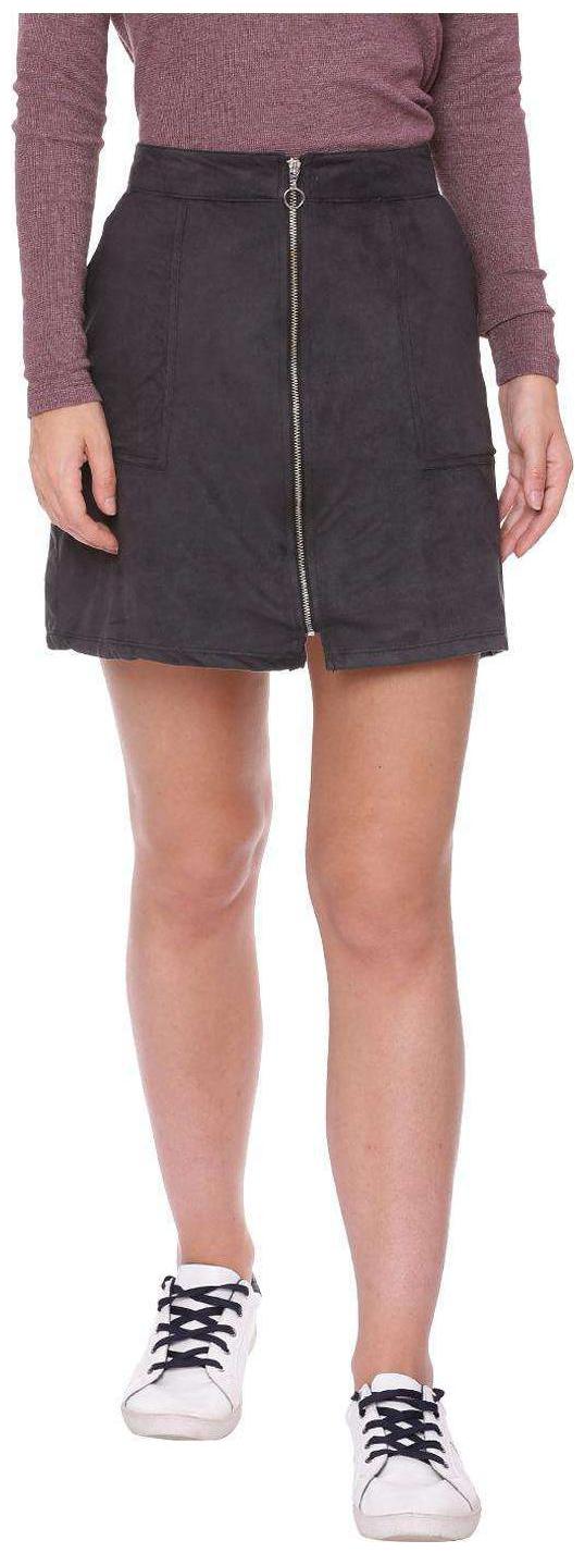 

People Solid A-line skirt Mini Skirt - Black