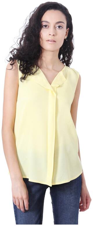 People Women Solid Regular top - Yellow