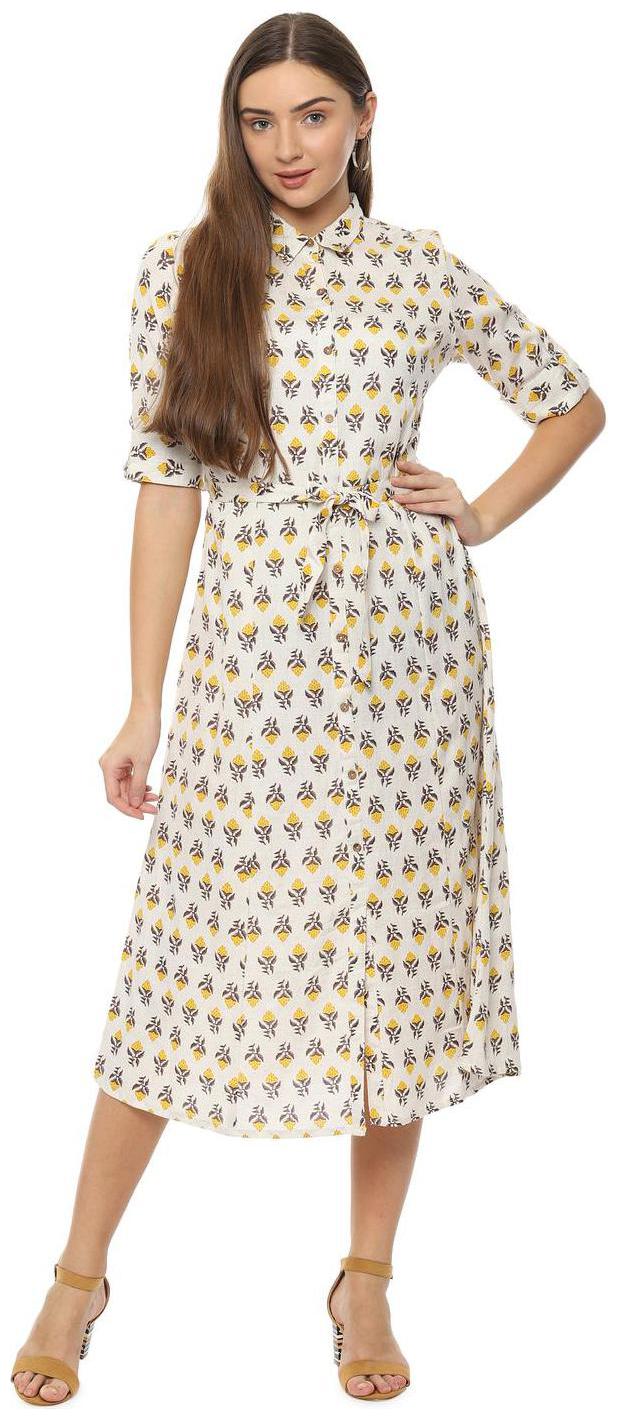 

People White Printed Shirt dress