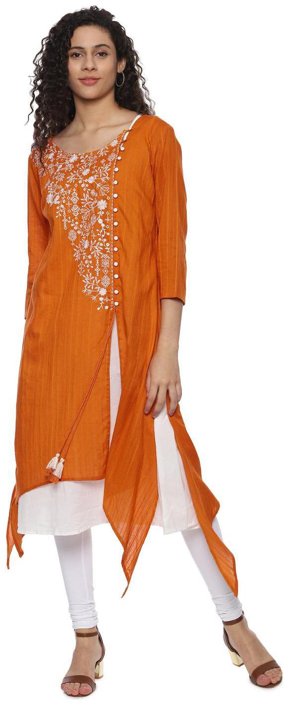 

People Women Orange Printed Anarkali Kurta