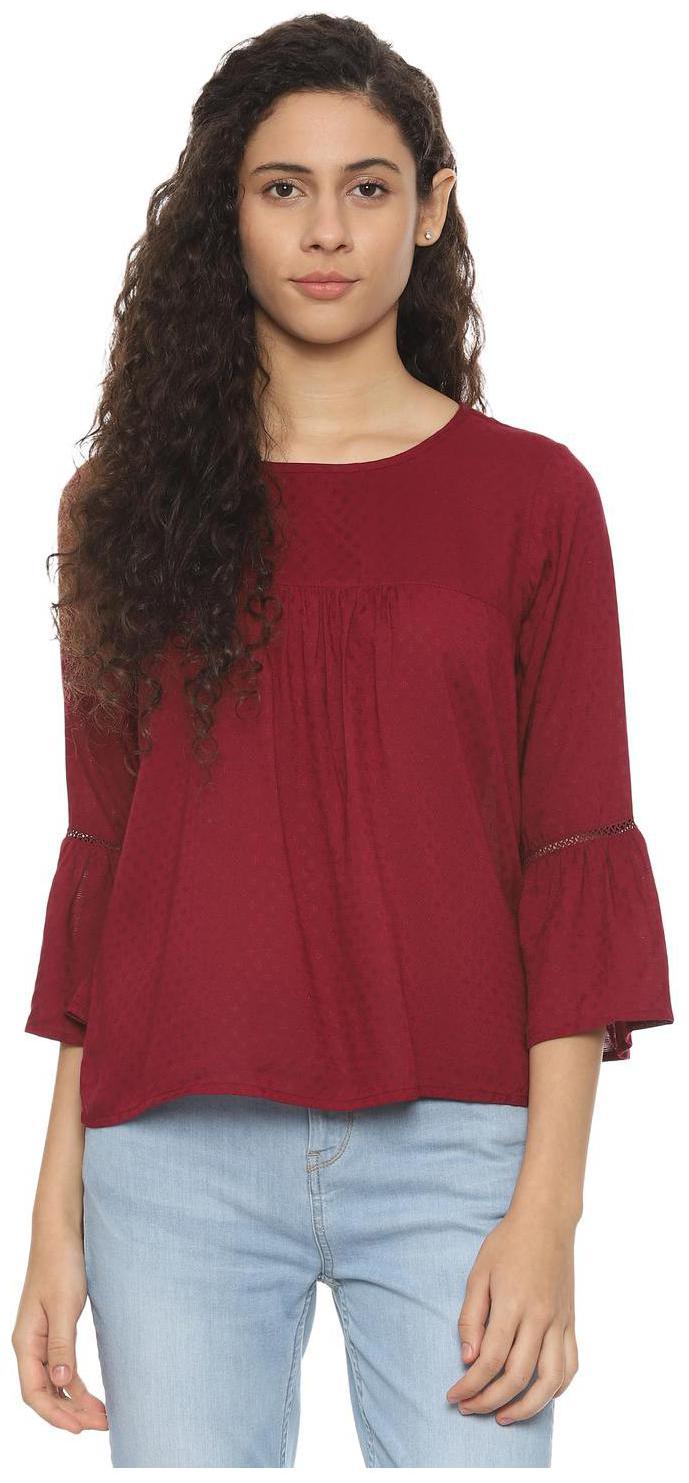 

People Women Self design Regular top - Maroon