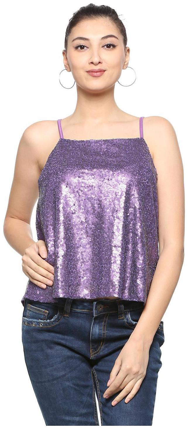 

People Women Self design Regular top - Purple