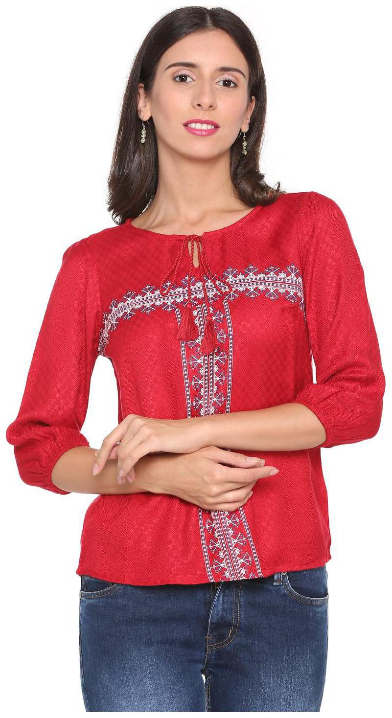 

People Women Printed Regular top - Red
