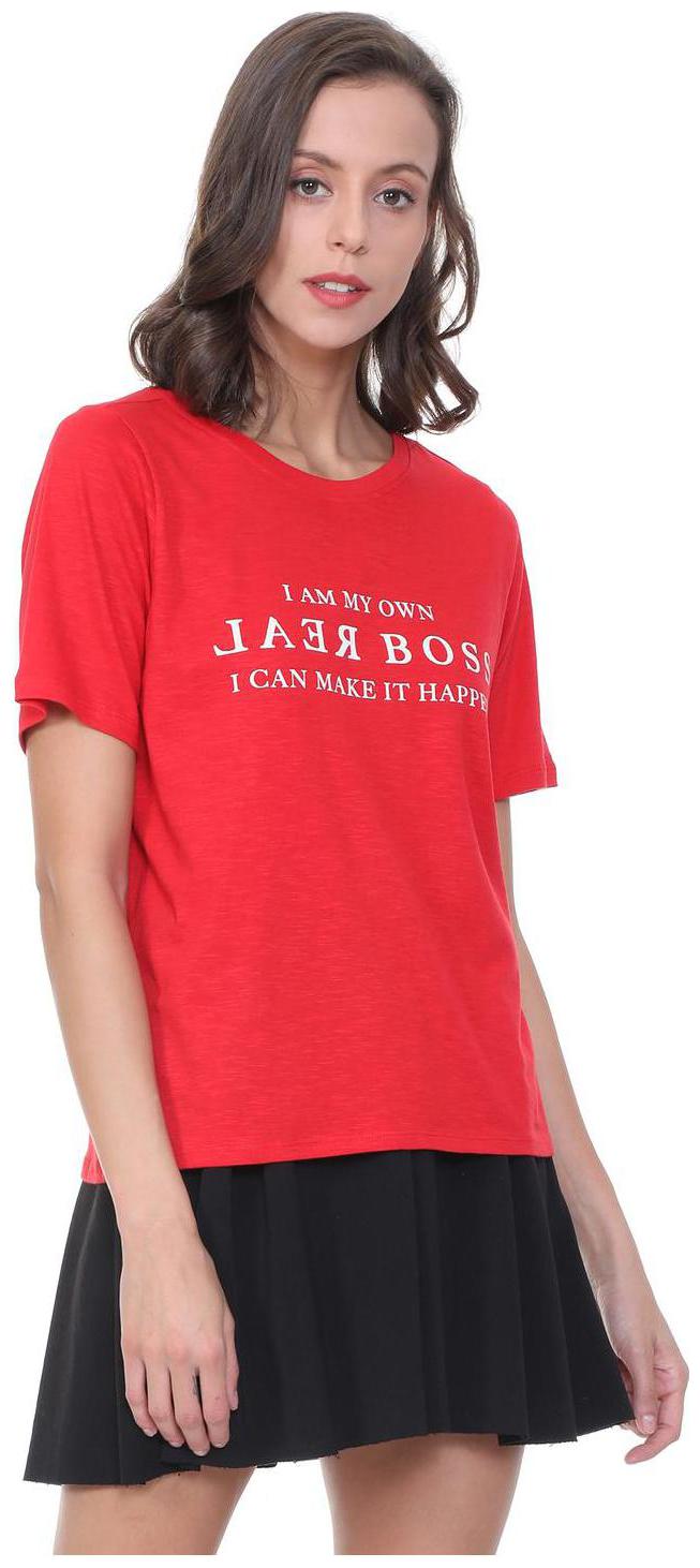 

People Women Red Regular fit Round neck Cotton T shirt