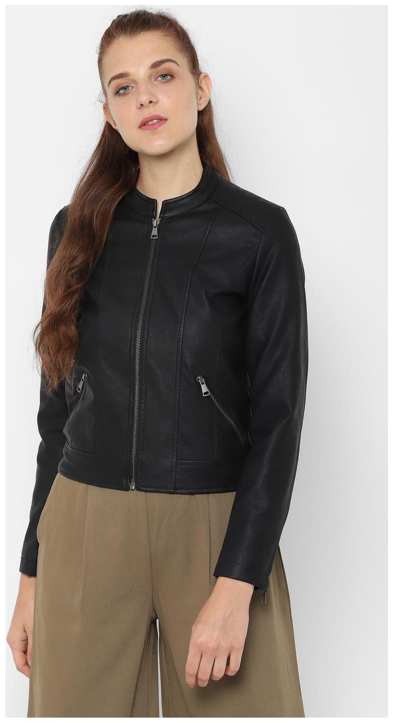 

People Women Solid Regular Jacket - Black