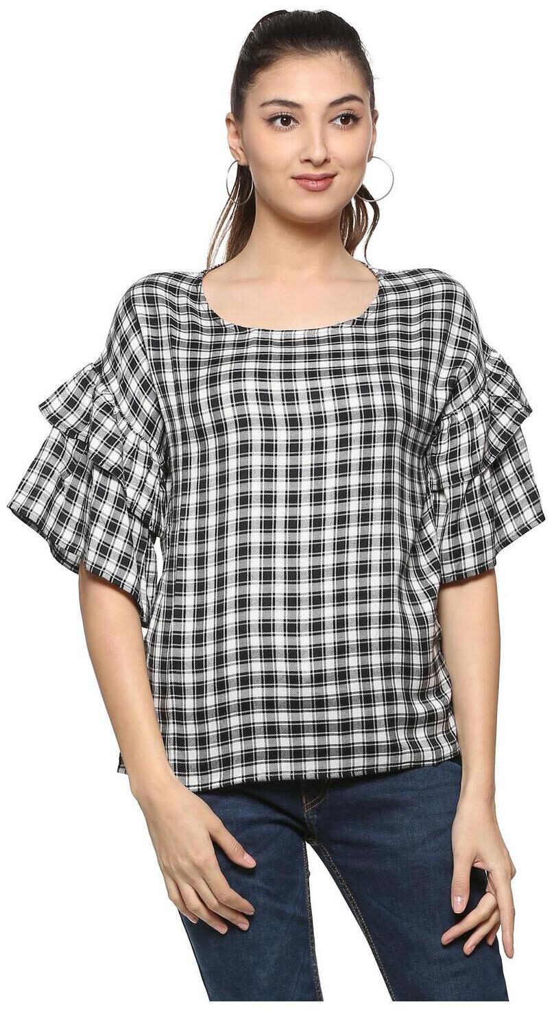 

People Women Checked Regular top - Black