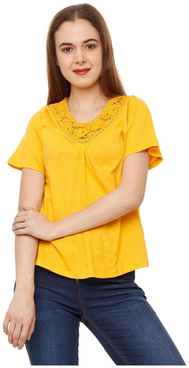 

People Women Self design Regular top - Yellow