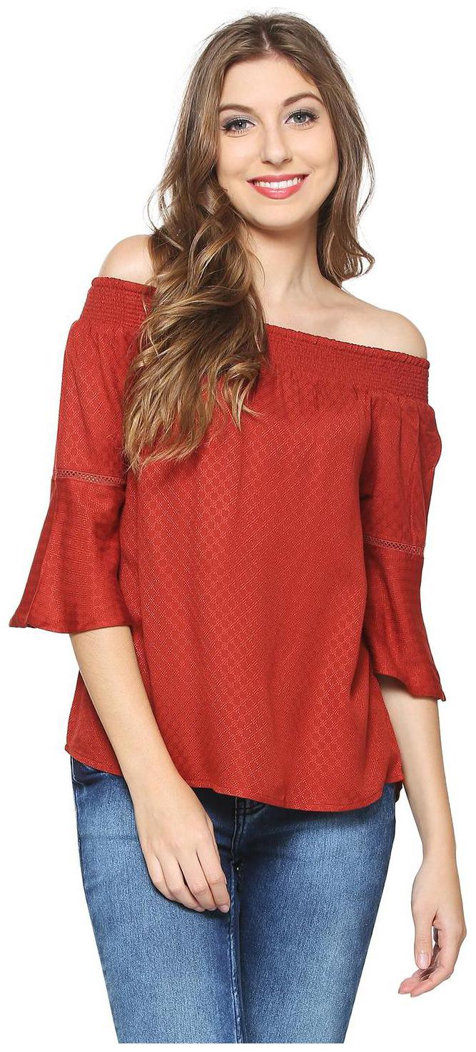 

People Women Self design Regular top - Red