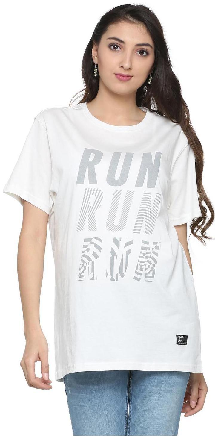 

People Women White Regular fit Round neck Cotton T shirt