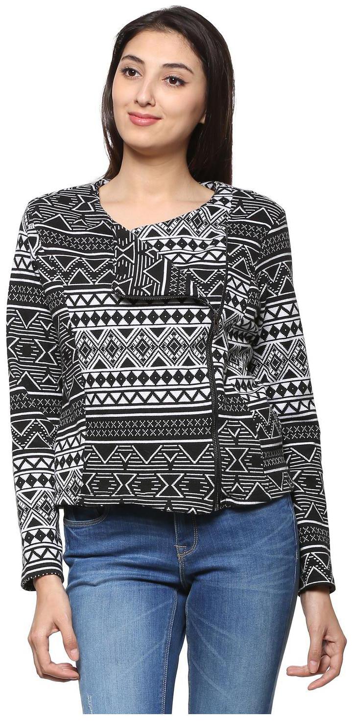 

People Women Self Design Bomber Jacket - Black