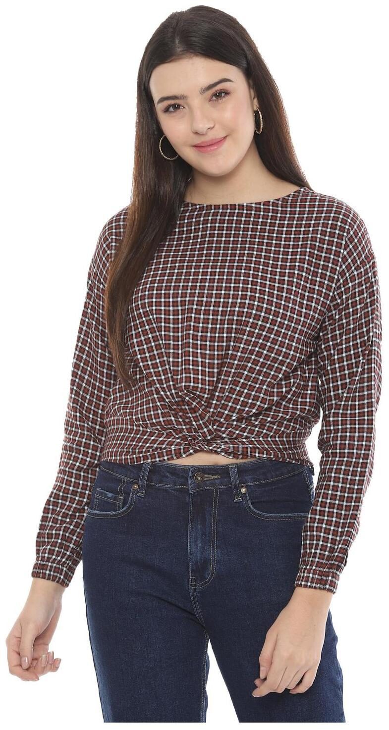 

People Women Checked Regular top - Maroon