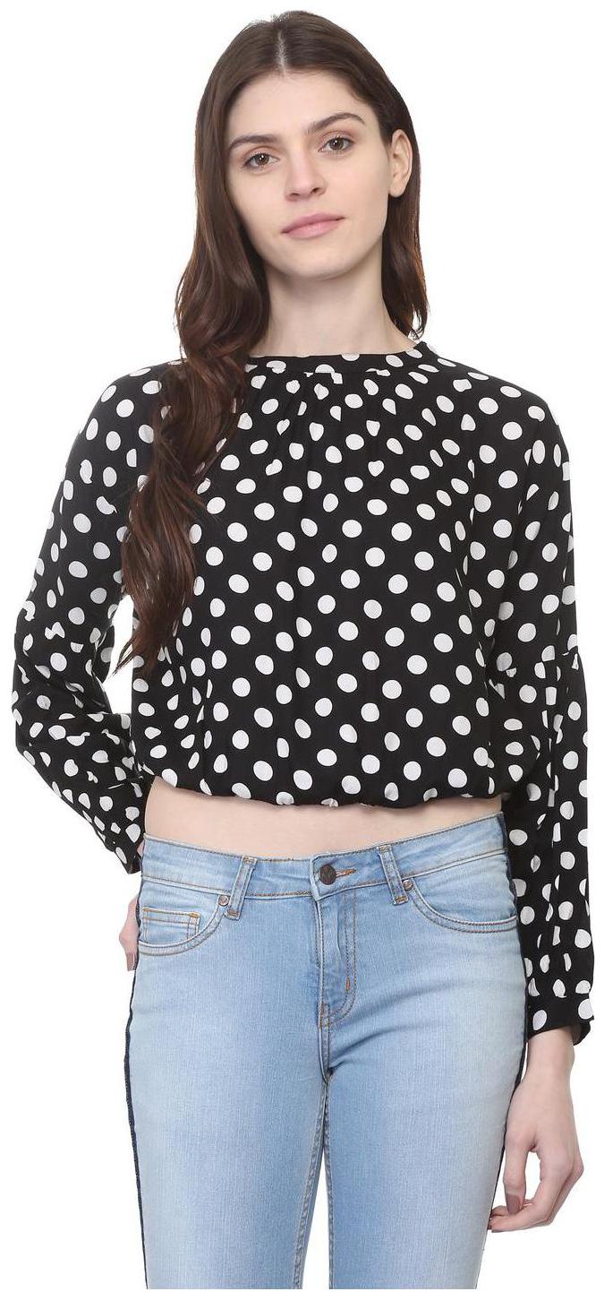 

People Women Printed Regular top - Black