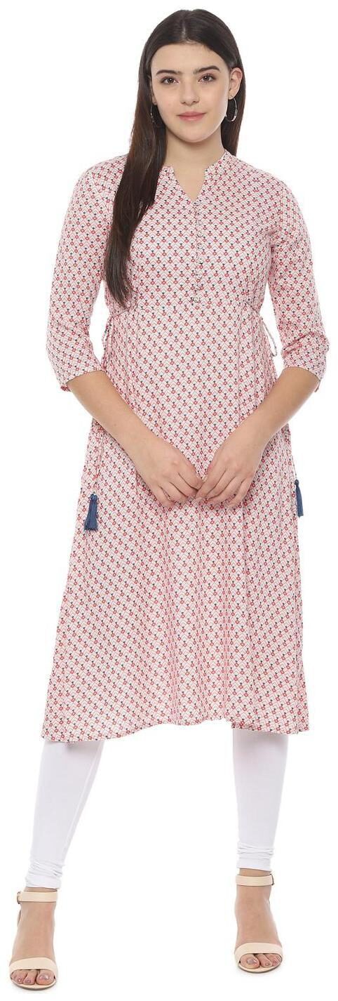 

People Women Pink Printed Straight Kurta