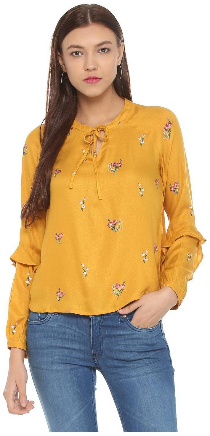 

People Women Printed Regular top - Yellow