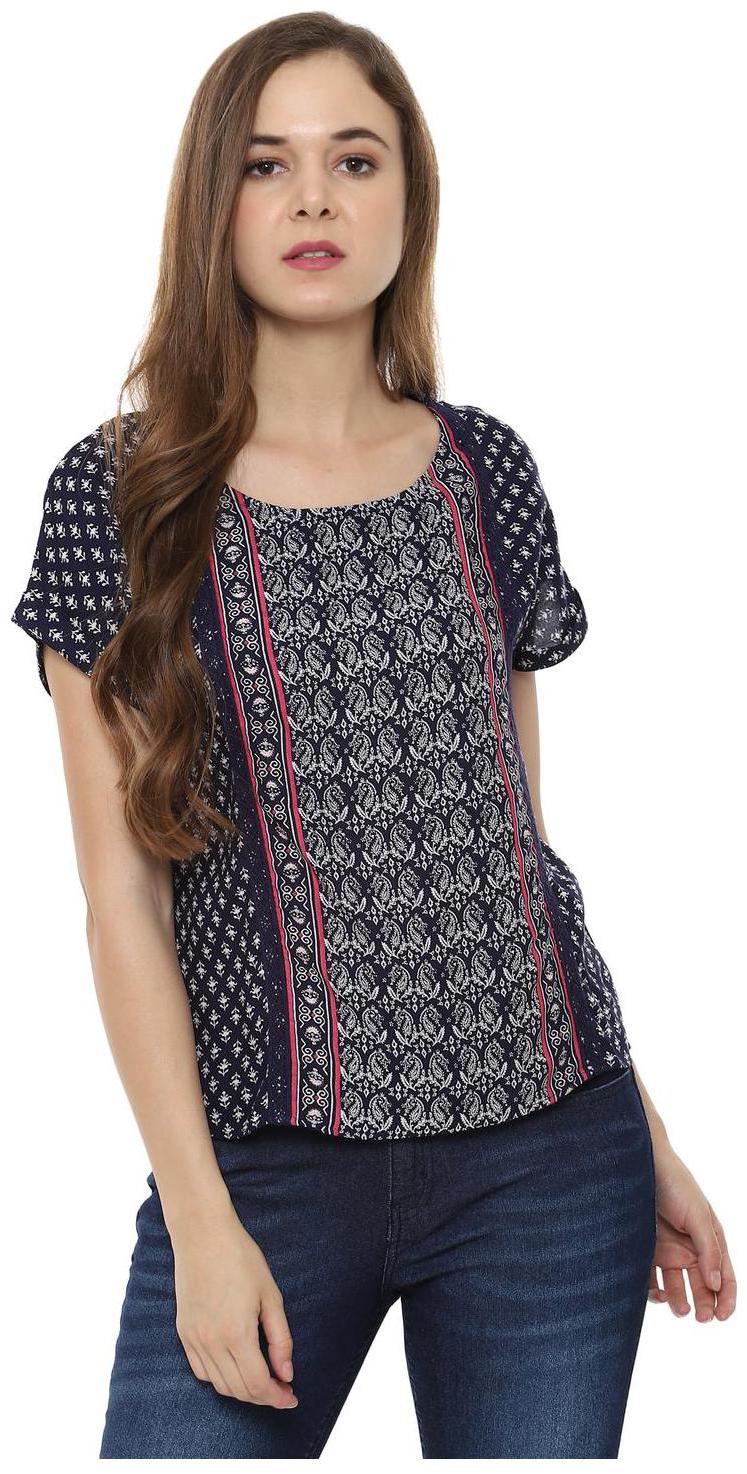 

People Women Printed Regular top - Blue