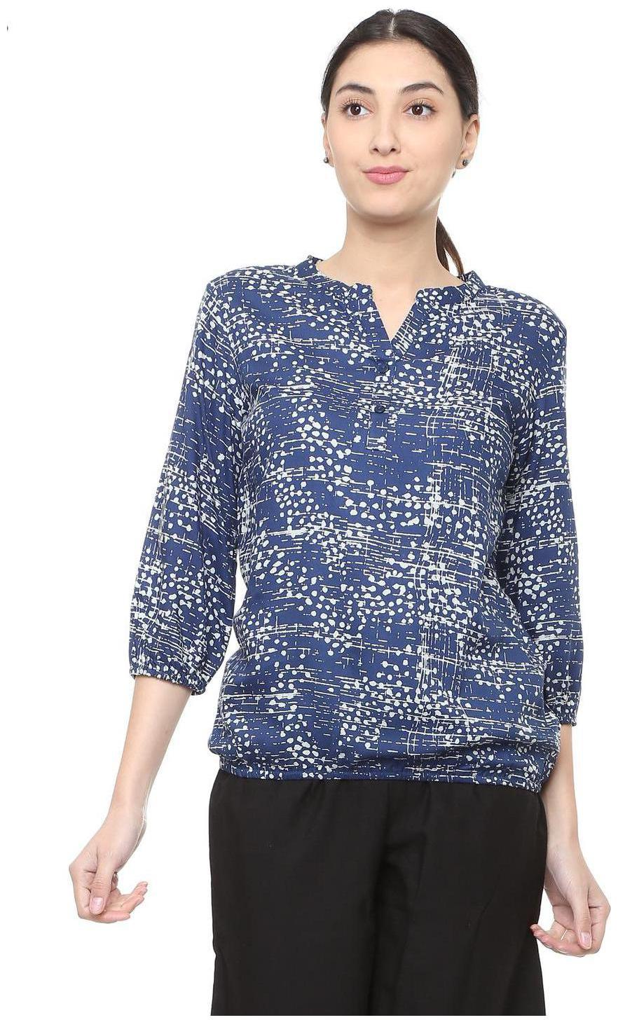 

People Women Printed Regular top - Blue
