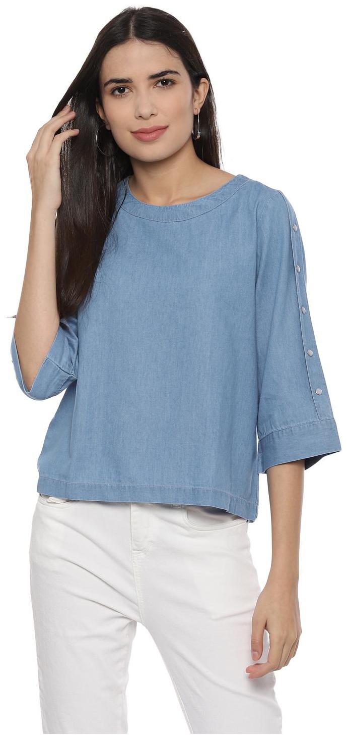 

People Women Solid Regular top - Blue